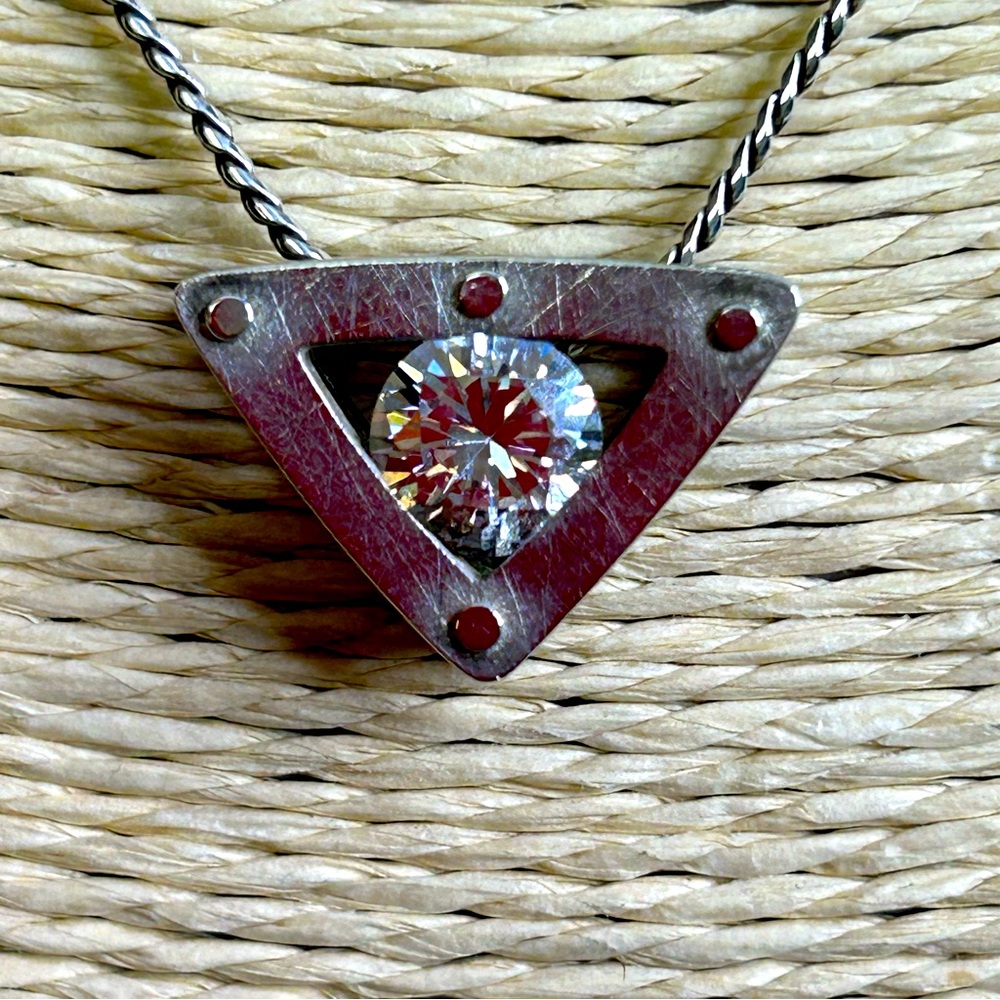 VINTAGE BG 925 CZ PENDANT AND 16” CHAIN